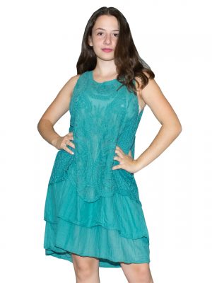 Φόρεμα διπλό ελαστικό με δαντέλα | LNM9043