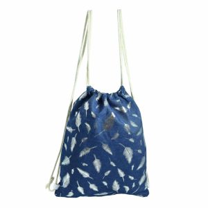 Σακίδιο πλάτης ασημένια φύλλα Σκούρο-Μπλε 3010-2