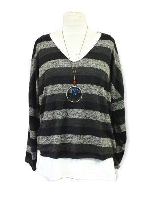 Μπλούζα ριγέ με κολιέ | MST2239-4