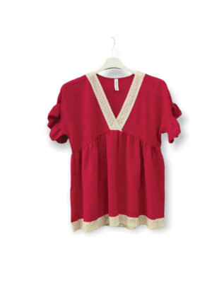 Τοπ με μανικάκι και δαντέλα| 3203-red