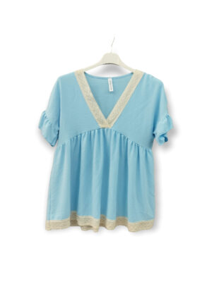 Τοπ με μανικάκι και δαντέλα| 3203-baby blue