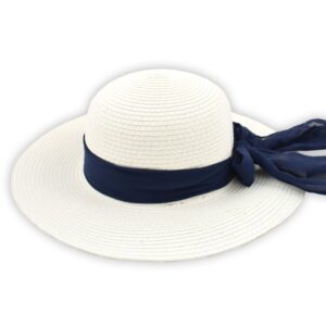Καπέλο γυναικείο Λευκό μπλε κορδέλα | BGM15421