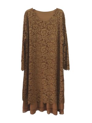 Φόρεμα midi με δαντέλα | MST6339brown