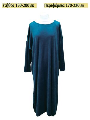 PLUS SIZE Φόρεμα βελούδο| 2741-Petrol