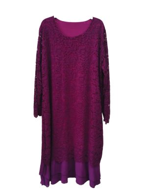 Φόρεμα midi με δαντέλα | MST6339-Purple