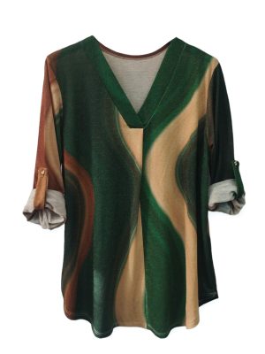 Τοπ με χρυσοκλωστές σε V | MST99145-green