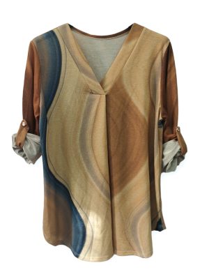 Τοπ με χρυσοκλωστές σε V | MST99145-beige