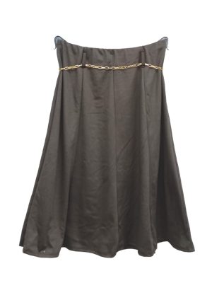 Φούστα με χρυσαφί ζώνη | MST2079 καφέ