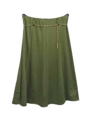 Φούστα με χρυσαφί ζώνη | MST2079 λαδί