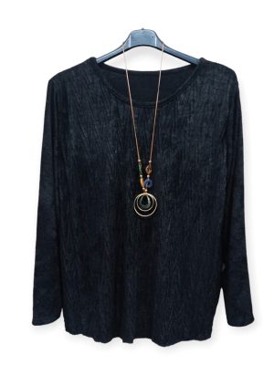 Plus Size Top με κρεμαστό | MST21122black)