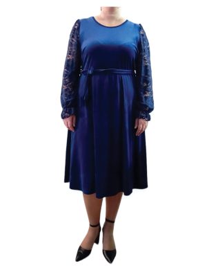 Φόρεμα midi Βελούδινο | MSΤ3127blue