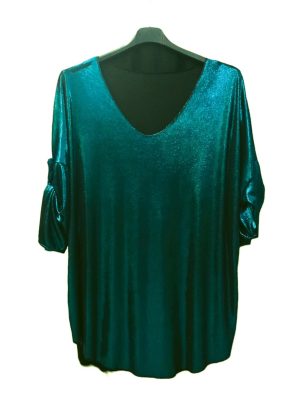 Plus Size Μεταλιζέ Top | MST2931-πετρολ