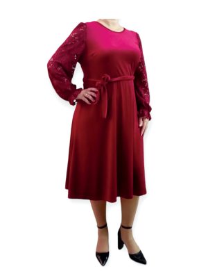 Φόρεμα midi Βελούδινο | MSΤ3127bordo