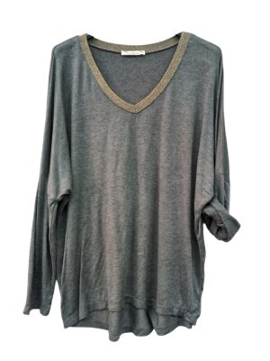 Plus Size Top V λαιμόκοψη | EL 24513 Γκρι