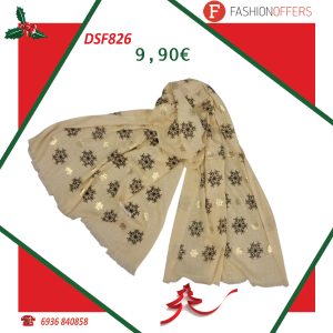 Φουλάρι με μεταλλικό τύπωμα snowball  | DSF 826 beige