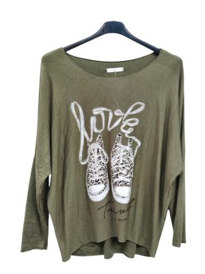 Plus Size απαλό Top | EL24020 chaki