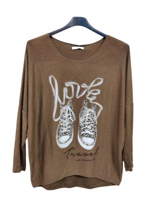 Plus Size απαλό Top | EL24020 brown