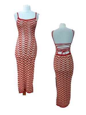 Φόρεμα μακρύ πλεκτό  | Mst2817 κοκκινο