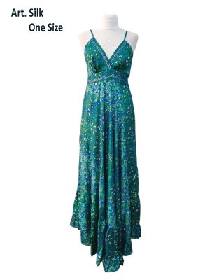 Maxi φόρεμα μεταξωτό | MD1210 μπλε-πράσινο