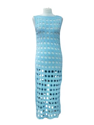 Φόρεμα μακρύ πλεκτό  | Mst3186 θαλασσί