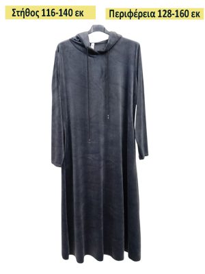 Φόρεμα βελούδινο Μακρύ | 41227-Ανθρακί