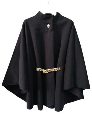 Γυναικεία κάπα με ζώνη | Ev717 Μαύρη