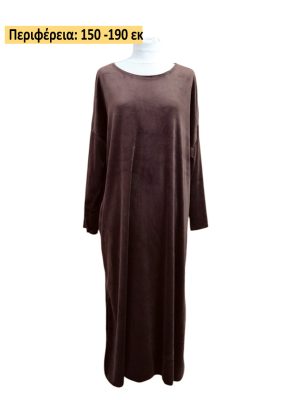 PLUS SIZE Φόρεμα βελούδο| 2741-chocola